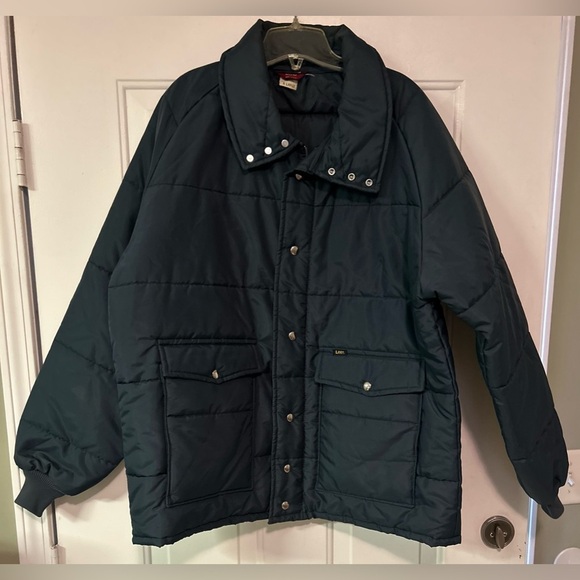 70’s-80’s Vintage Lee Quilted Puffer‎ Navy Blue Jacket Mens XL Made In The USA - Picture 1 of 11